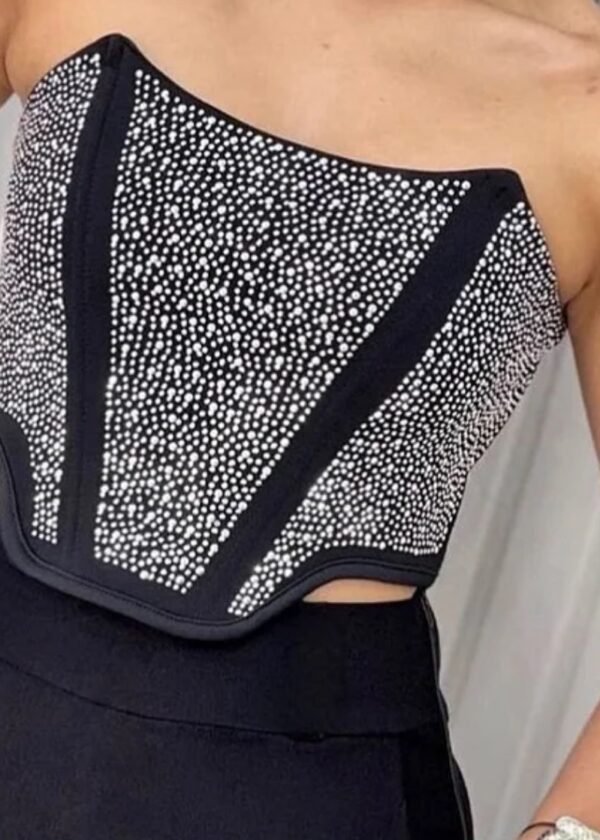 COPPED CORSELET TOMARA QUE CAIA  COM AMARRAÇÃO E BRILHO FRONTAL