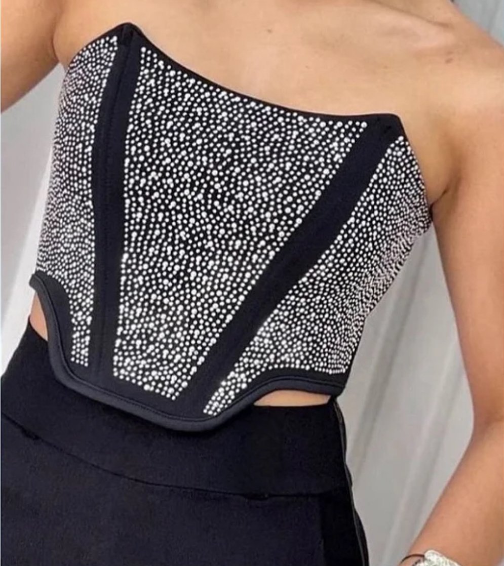 COPPED CORSELET TOMARA QUE CAIA  COM AMARRAÇÃO E BRILHO FRONTAL