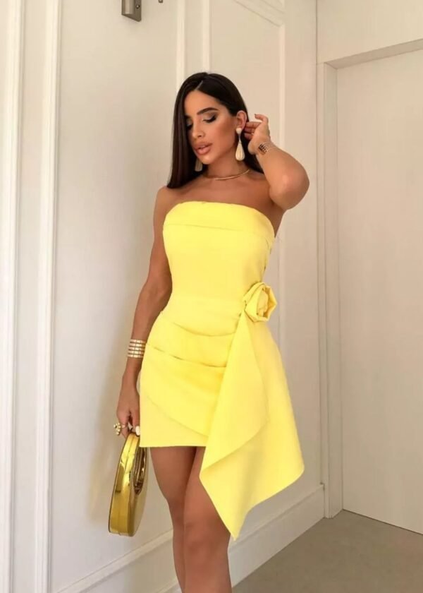 VESTIDO FEMININO CURTO ALFAIATARIA LAÇO LATERAL