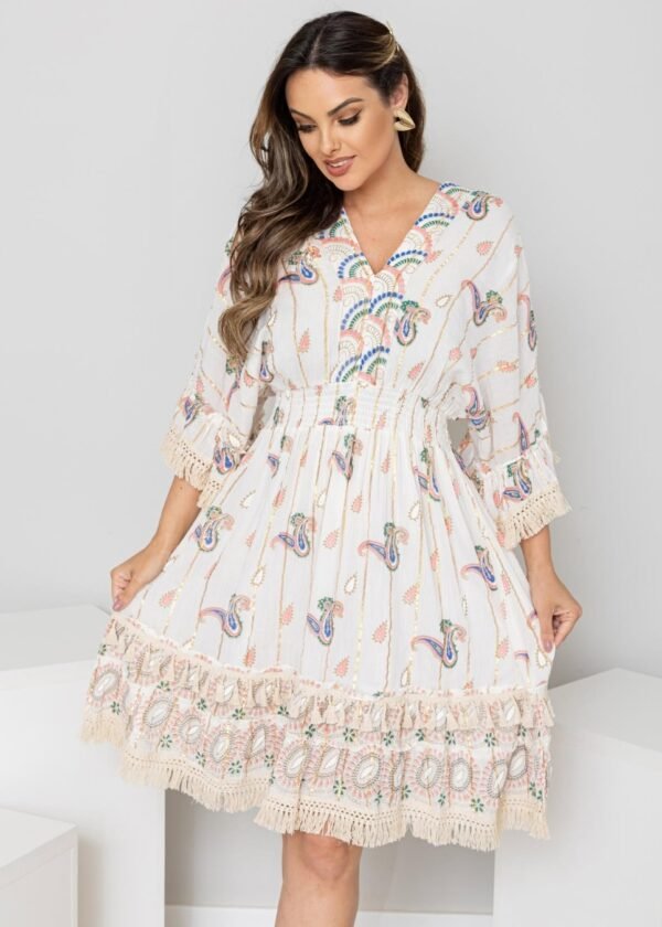 Vestido Encanto Boho com Detalhes Artesanais